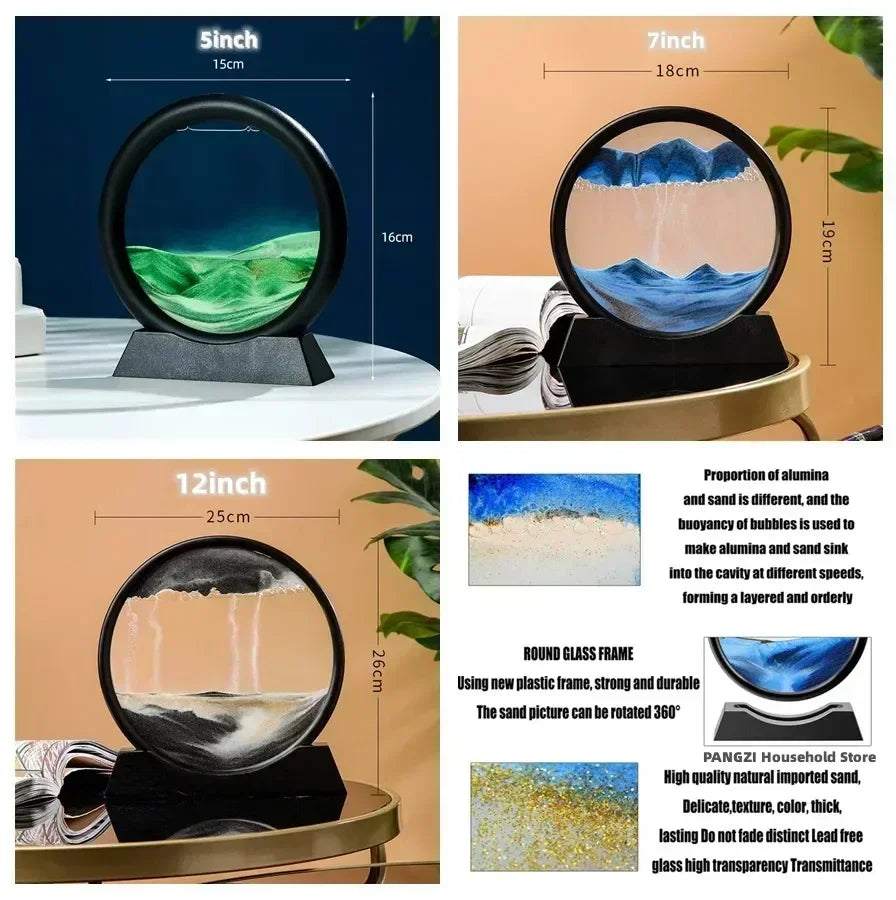 3D Sand Art Hourglass - Deep Sea Sandscape Glass Decor for Home and Office