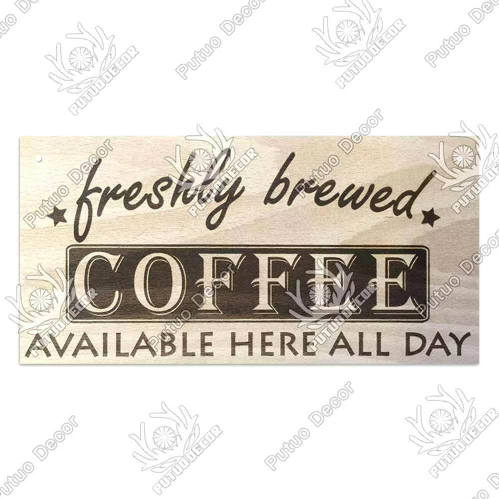 Coffee Wooden Hanging Signs Decorative Plaques Door Wooden Plaque in Home Decor Cafe Kitchen Hanging Home Decor