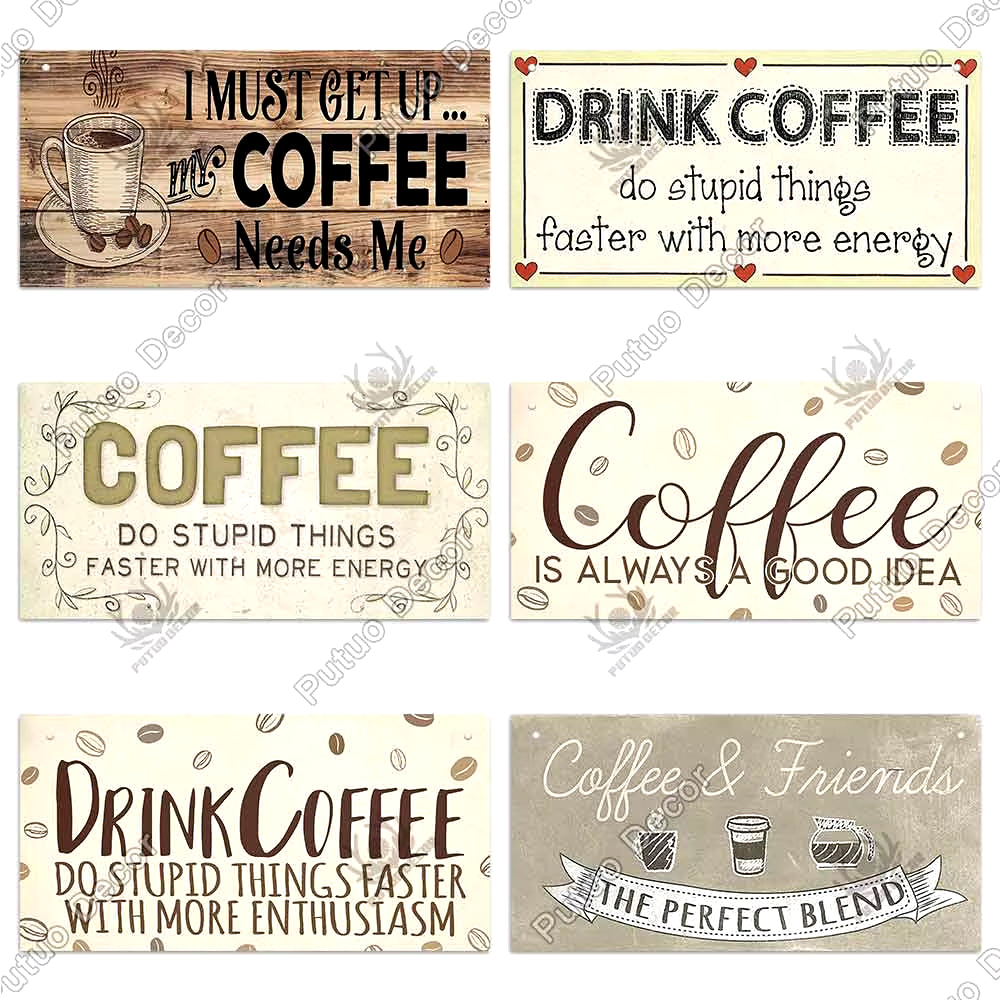 Coffee Wooden Hanging Signs Decorative Plaques Door Wooden Plaque in Home Decor Cafe Kitchen Hanging Home Decor