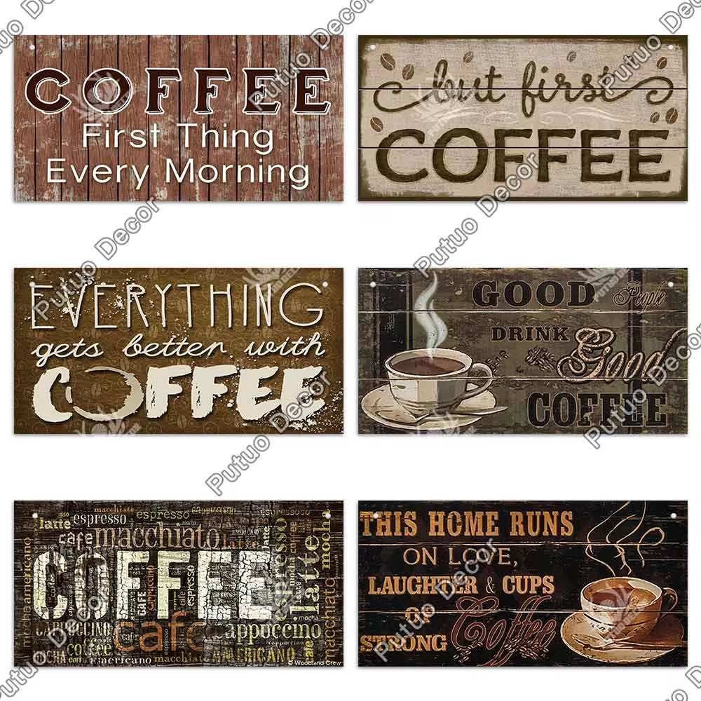 Coffee Wooden Hanging Signs Decorative Plaques Door Wooden Plaque in Home Decor Cafe Kitchen Hanging Home Decor