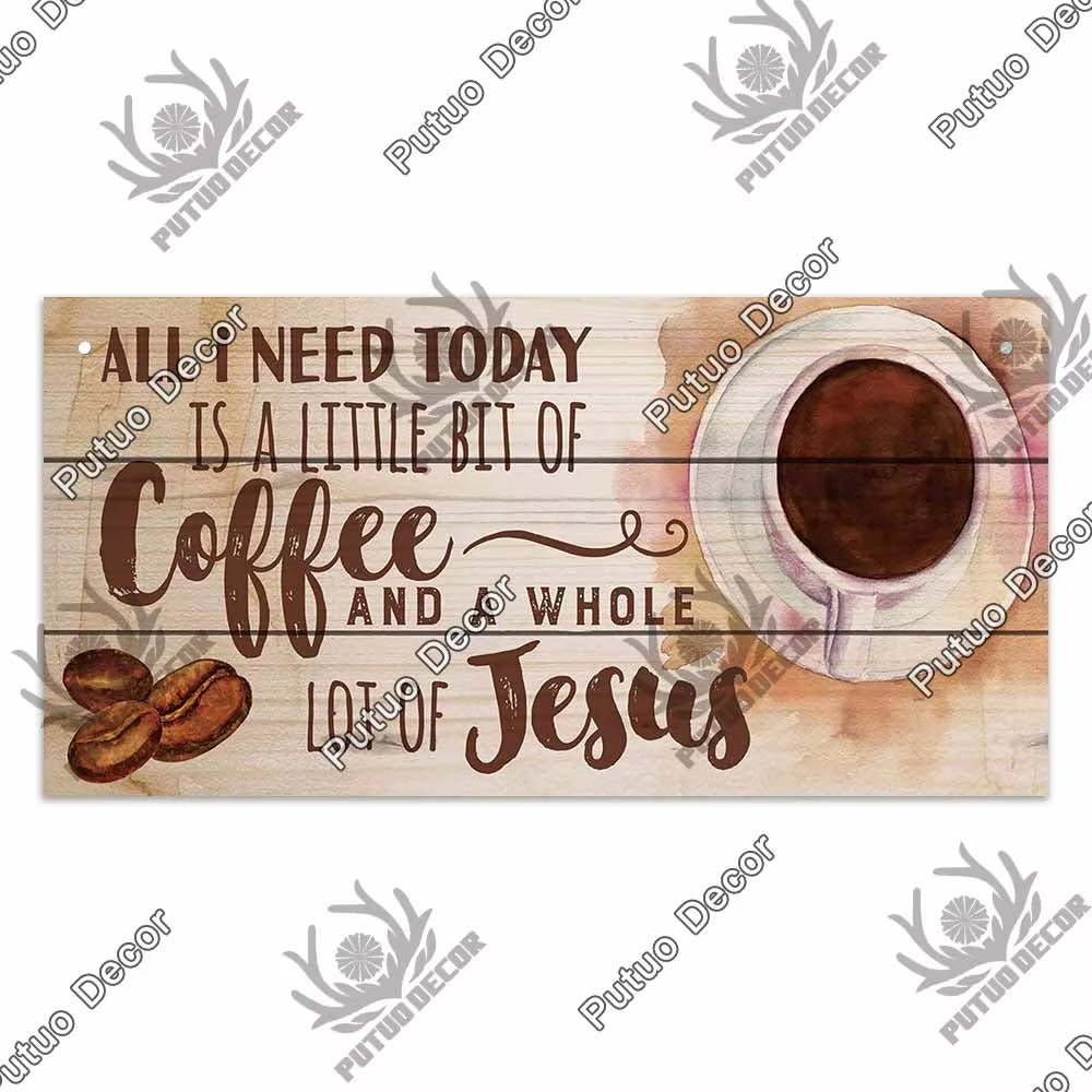 Coffee Wooden Hanging Signs Decorative Plaques Door Wooden Plaque in Home Decor Cafe Kitchen Hanging Home Decor