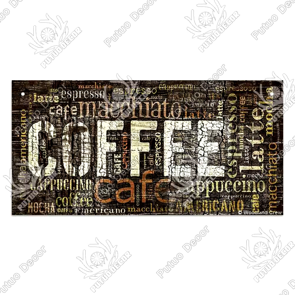 Coffee Wooden Hanging Signs Decorative Plaques Door Wooden Plaque in Home Decor Cafe Kitchen Hanging Home Decor