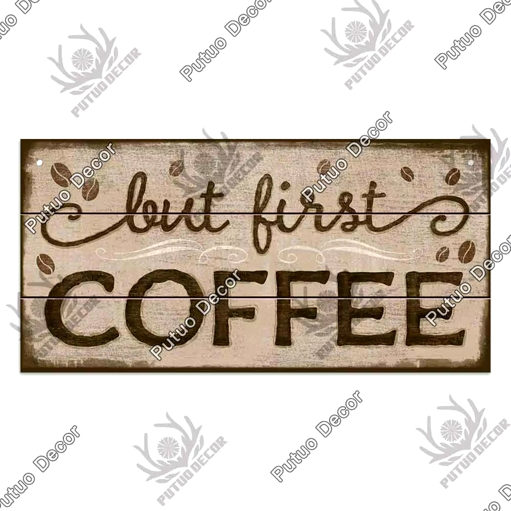 Coffee Wooden Hanging Signs Decorative Plaques Door Wooden Plaque in Home Decor Cafe Kitchen Hanging Home Decor