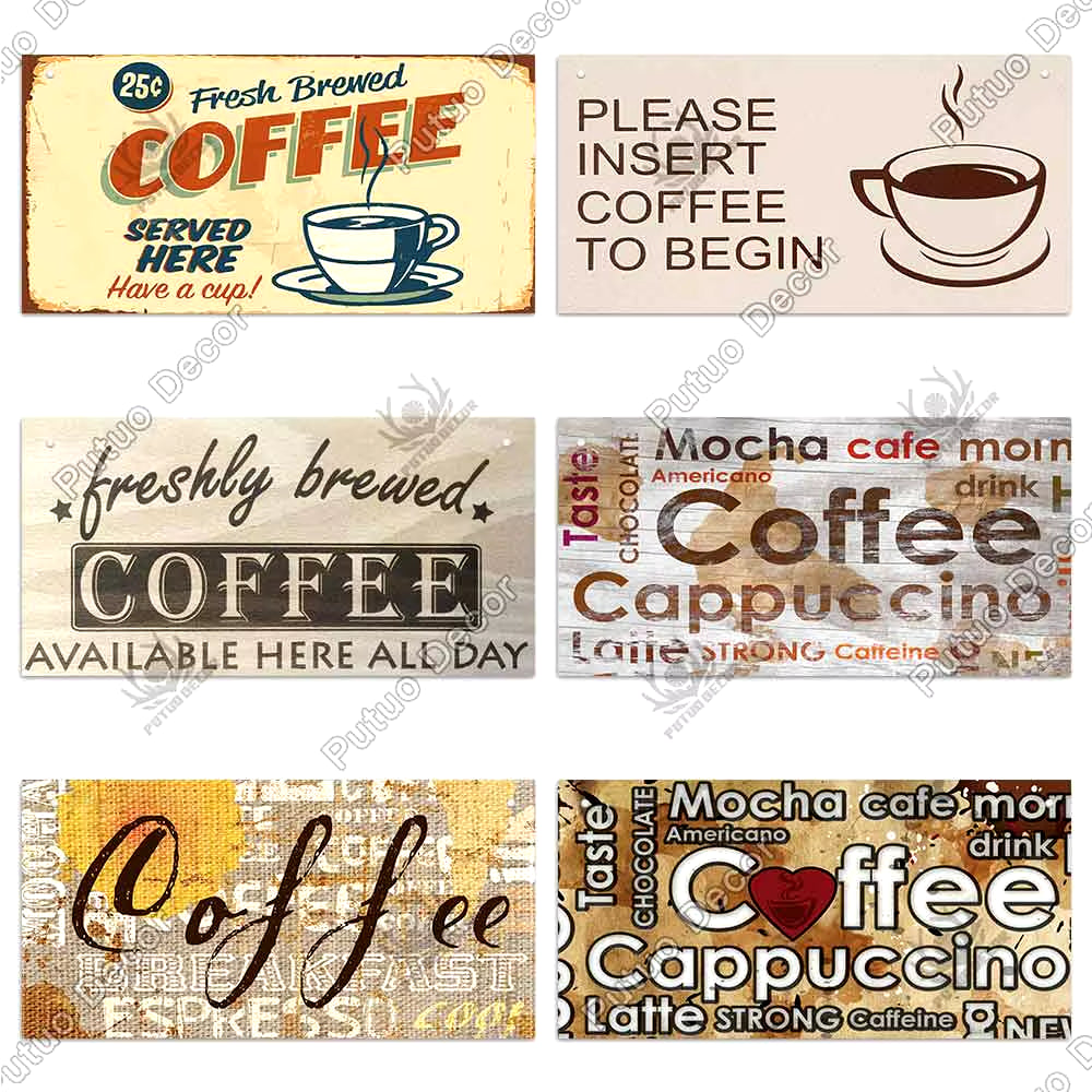 Coffee Wooden Hanging Signs Decorative Plaques Door Wooden Plaque in Home Decor Cafe Kitchen Hanging Home Decor