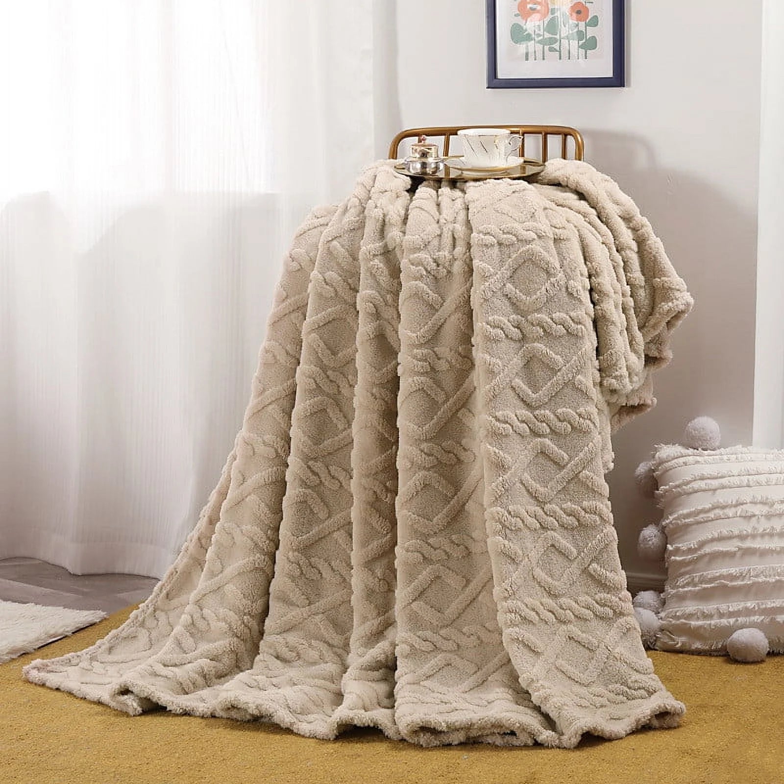 70*100Cm Super Soft Warm Solid Warm Micro Plush Fleece Blanket Throw Rug Sofa Bedding Cozy Styles Home Decor Khaki